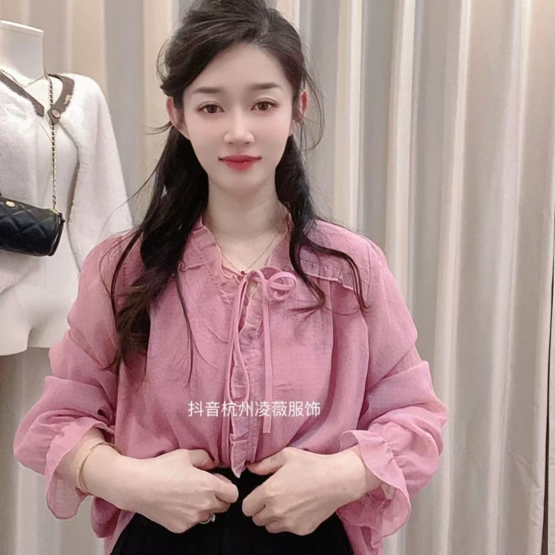 新品百搭系带洋气减龄韩系小衫2567