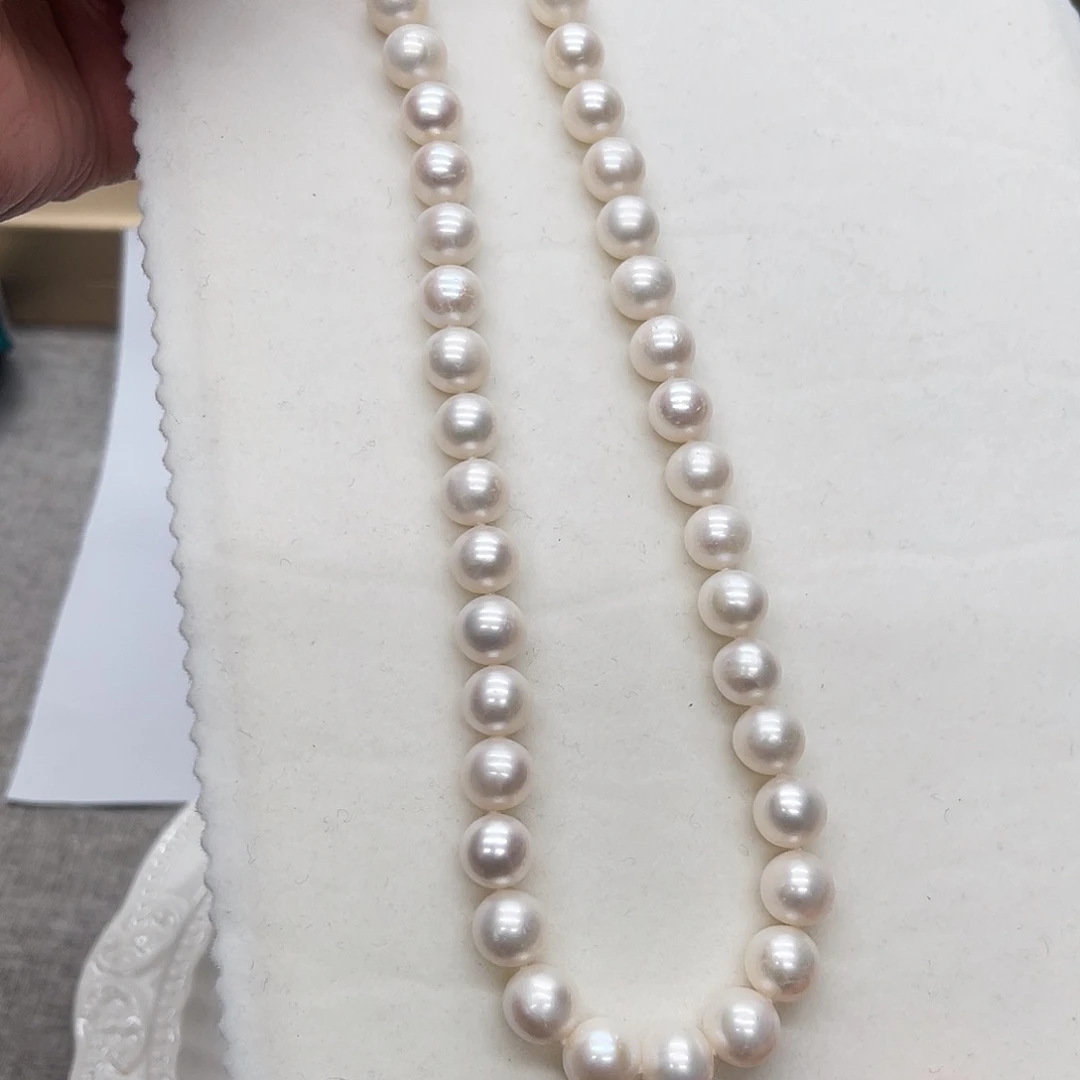 淡水珍珠项链银S925镶嵌10-11近正圆