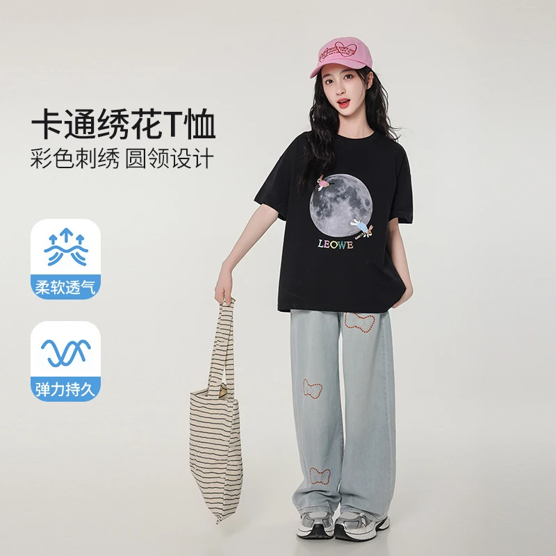 女童卡通绣花圆领T恤25227