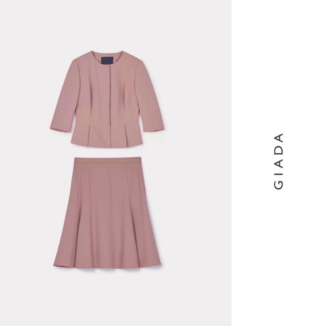 【L106】春夏复古高定款 桦木粉半裙套装两件套王菲套装 HTA034