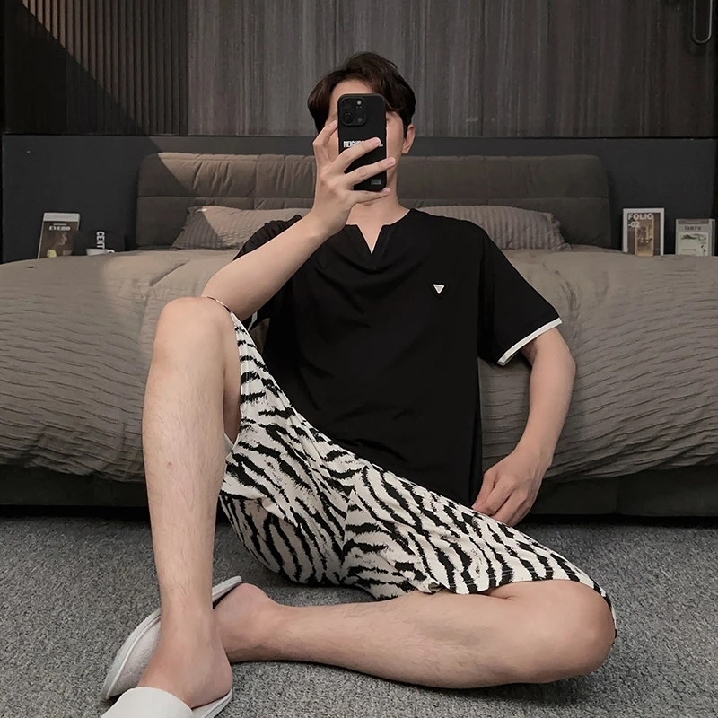 可外穿男士夏薄款睡衣莫代尔棉凉感夏季2025新款大码家居服两件套