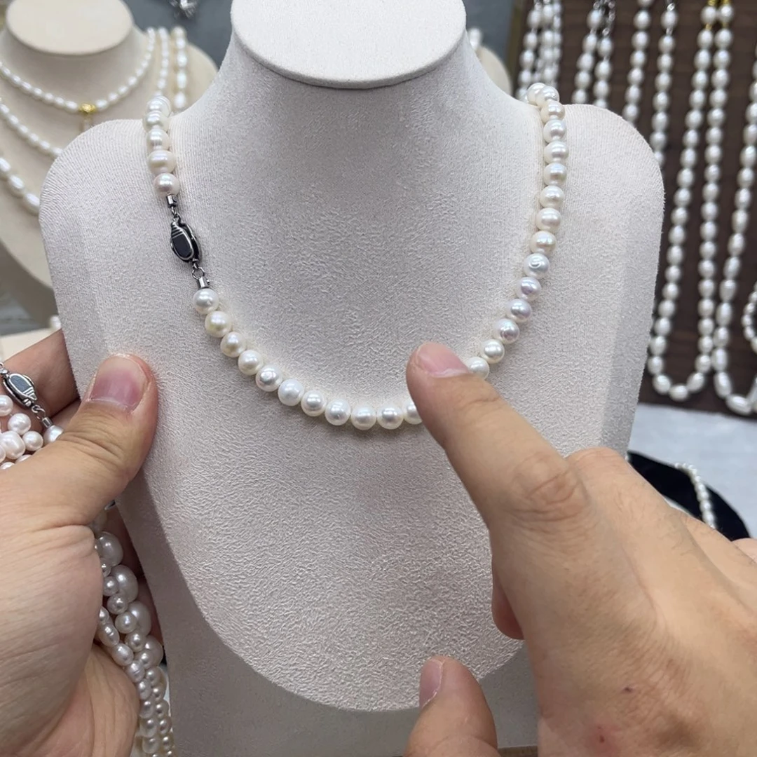 淡水珍珠未镶嵌项链近圆6-7