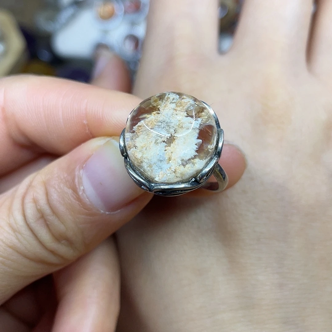 【闪购商品】银S925镶嵌珠宝半成品水晶戒指
