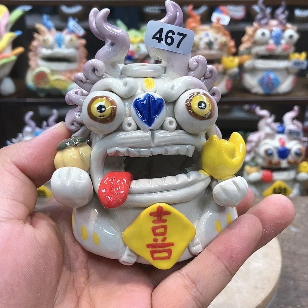 摆件直播间手工抽象陶瓷摆件的467