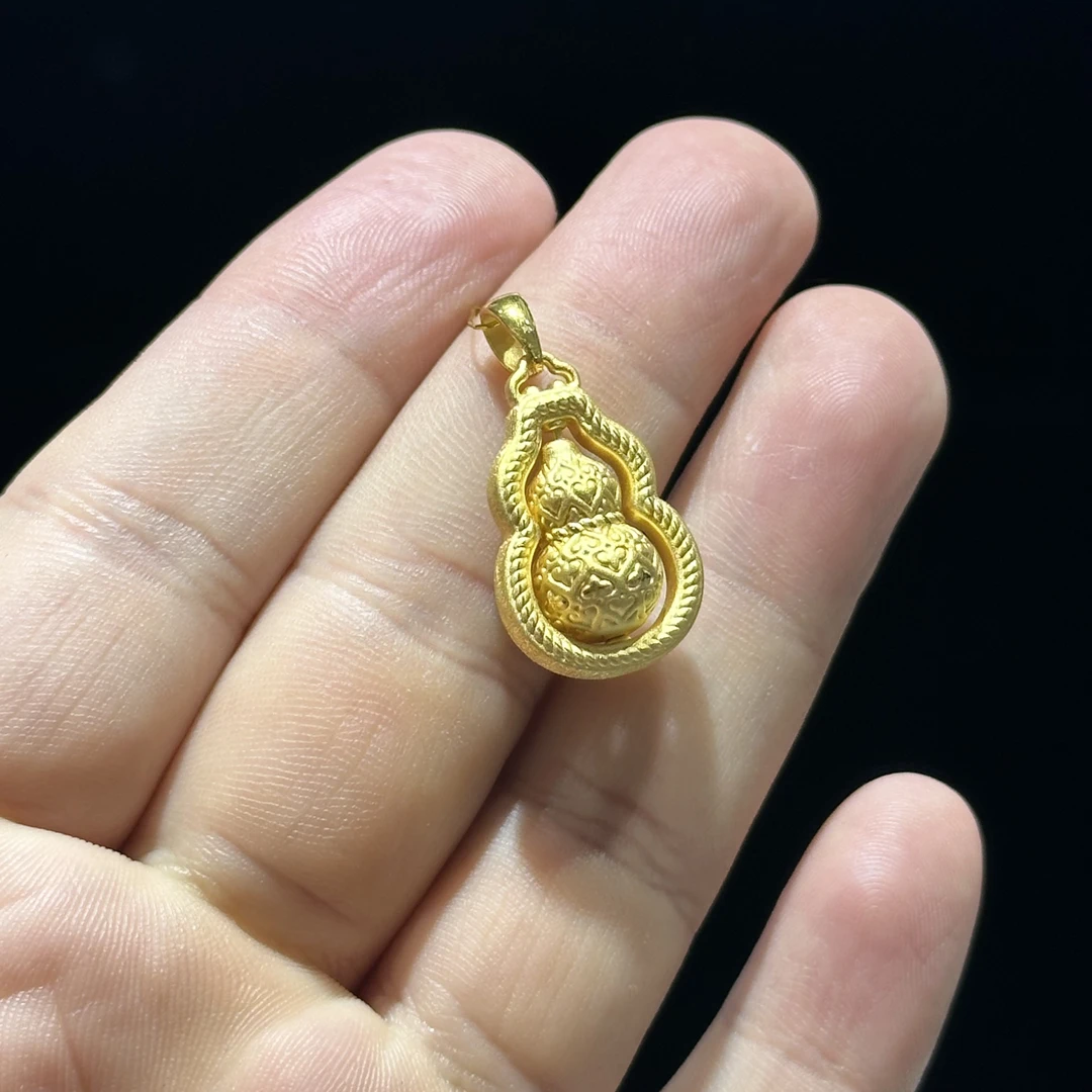 足金999 精品 锤纹葫芦（可动）3.210