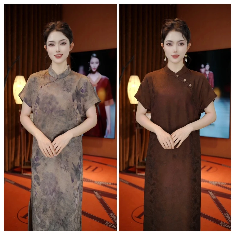 【双面穿】夏季气质减龄宽松显瘦中式旗袍花萝改良旗袍短袖女
