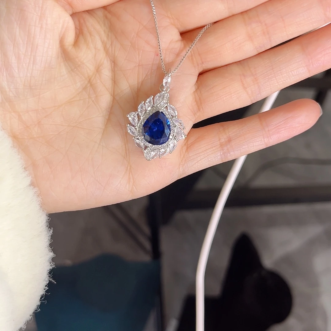 颈饰蓝宝石银S925镶嵌