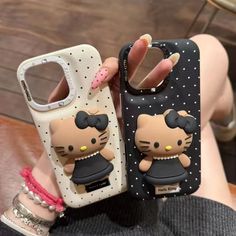 满屏波点硅胶猫咪皮纹适用于iPhone16promax手机壳15少女14可爱13