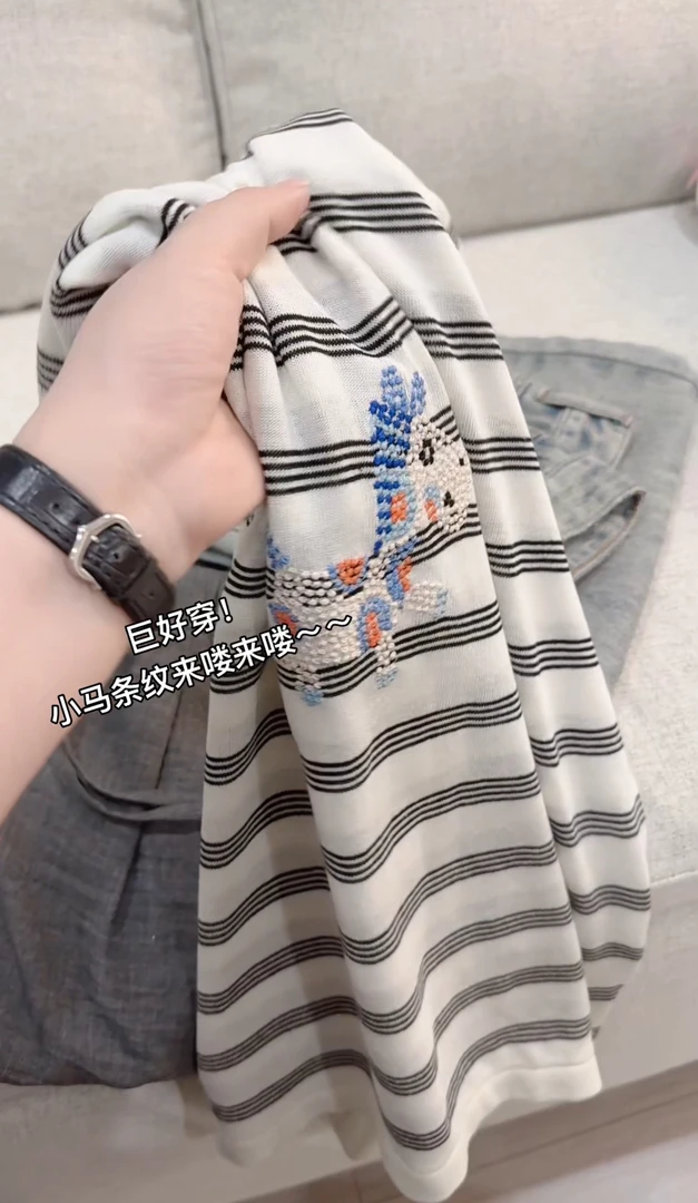 米蓝家名殿！巨好看～小马条纹短袖衫夏季短袖衫807