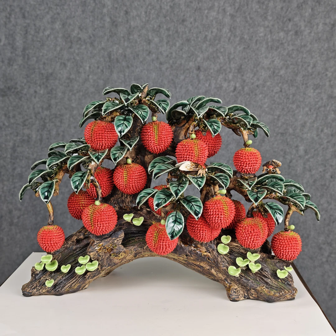 陶塑|荔枝摆件《获利双收》