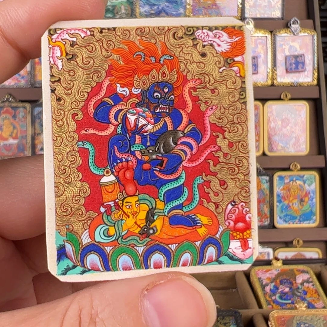 没***好吊坠黑财神唐卡绘画作品