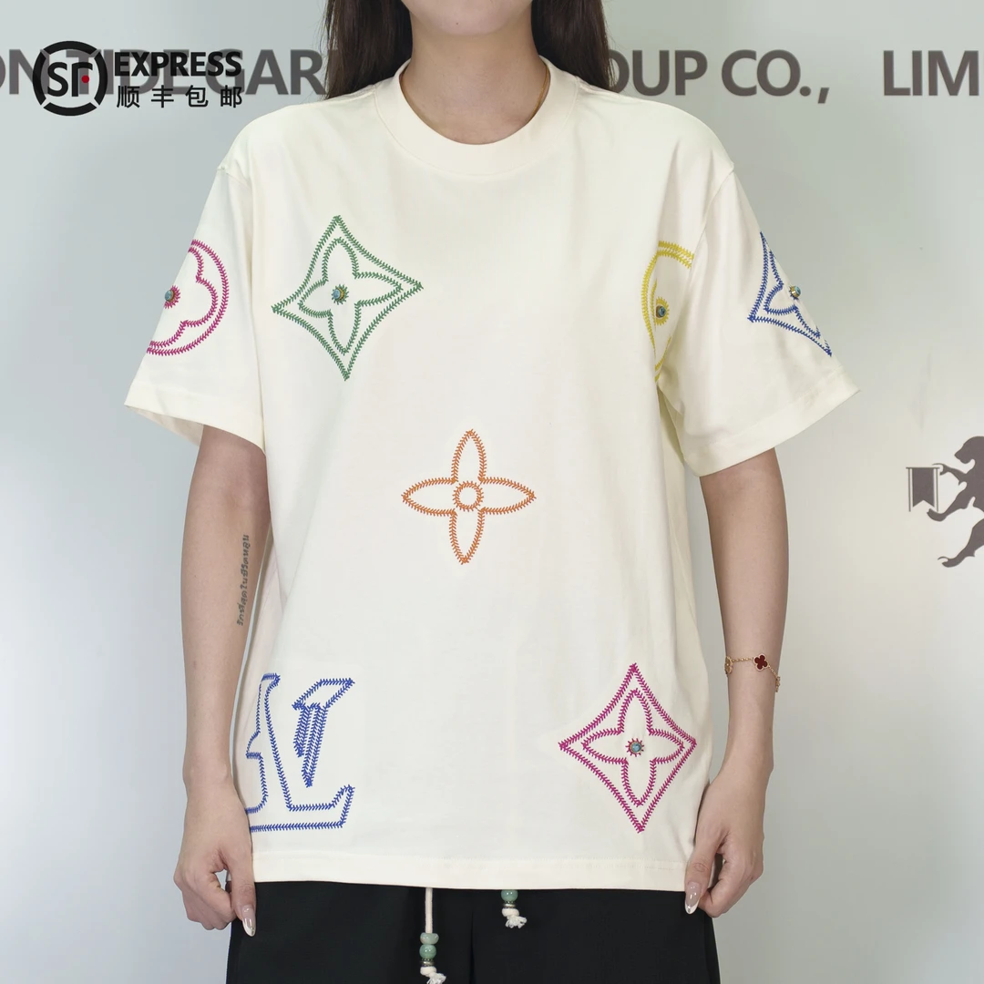 2025美狮潮牌夏季港风时尚日常圆领设计感刺绣休闲T恤