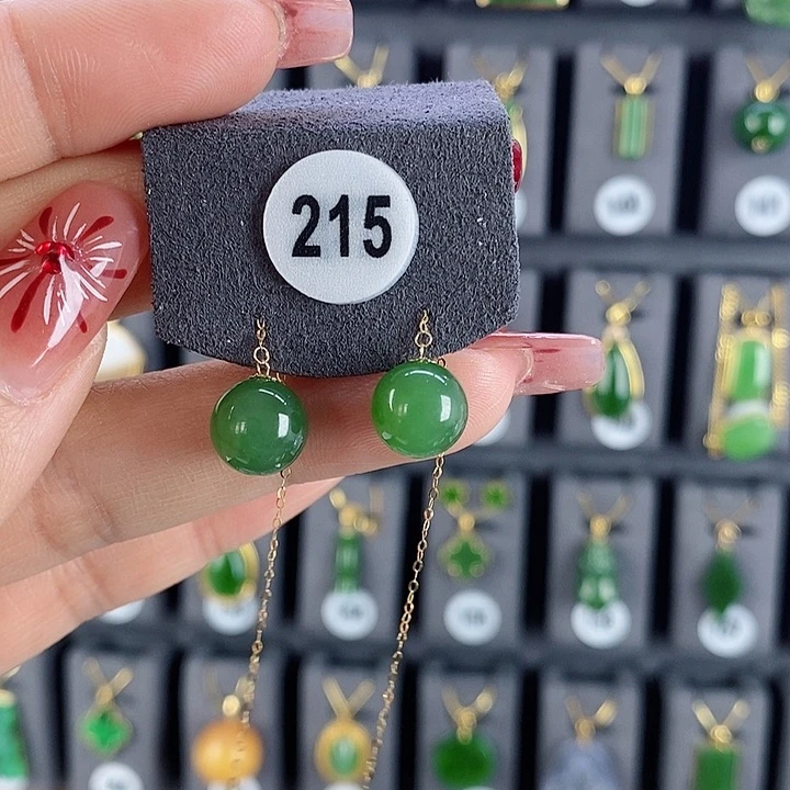 和田玉耳饰18K金镶嵌