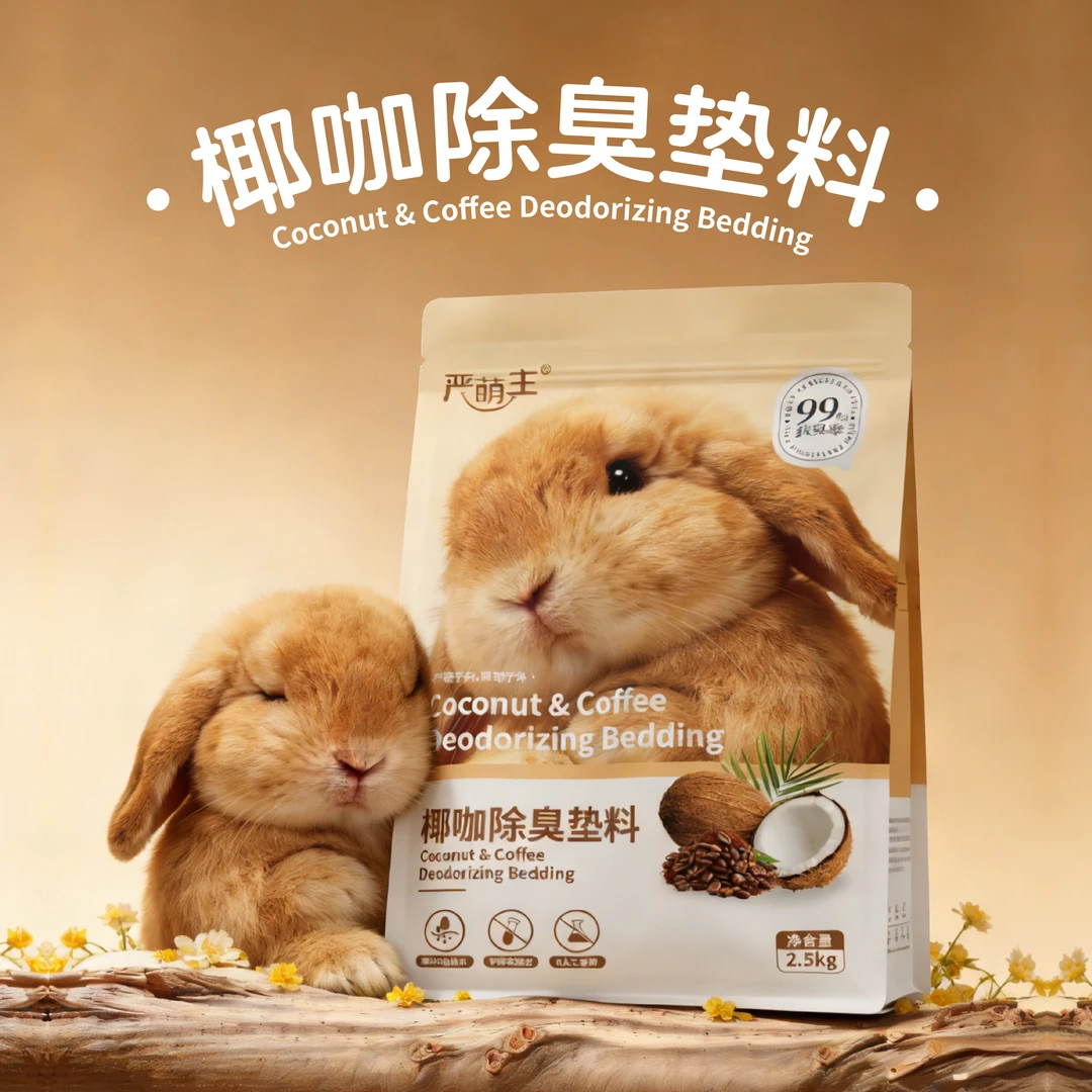 腿叔严选 严萌主《椰咖兔砂》椰子壳咖啡渣吸水无甲醛宠物除臭垫料