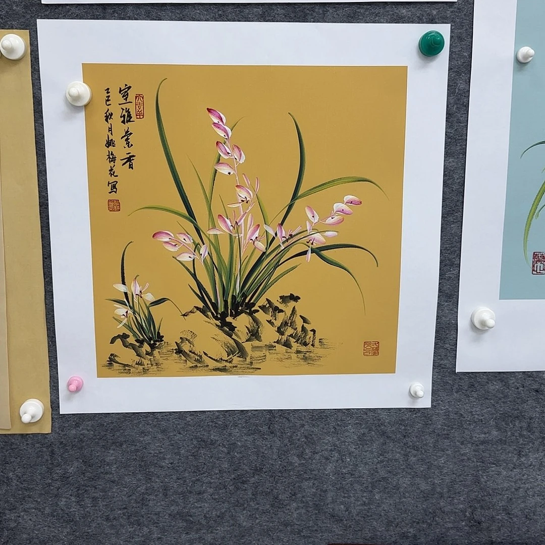 国画国画立体兰花