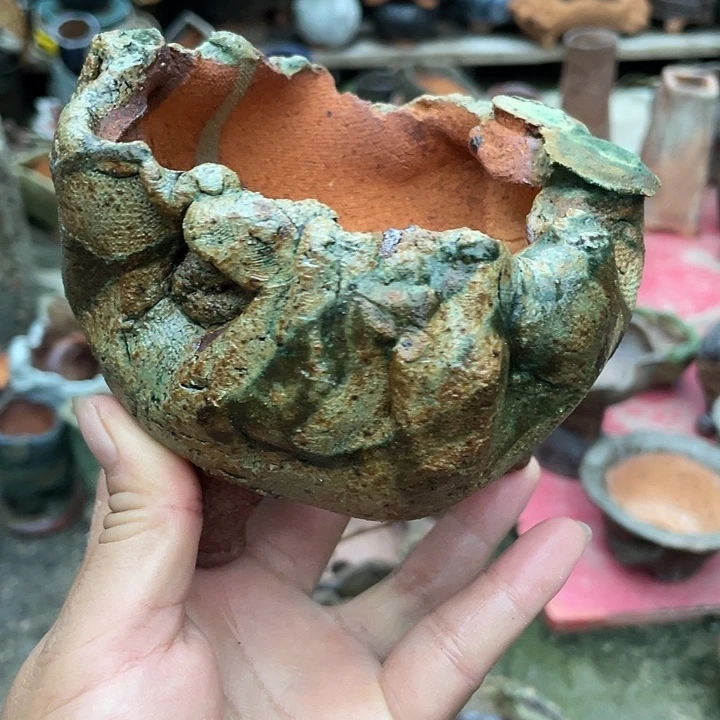 手工粗陶高温花盆