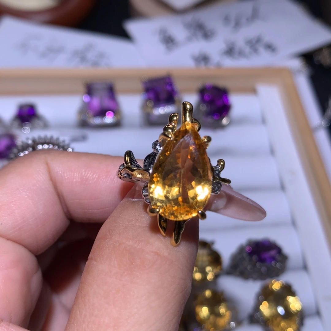 【闪购商品】水晶戒指银S925镶嵌打*油戒指