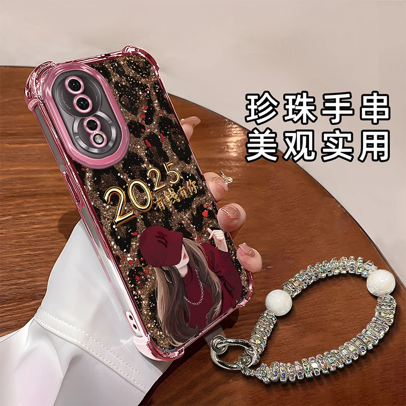 适用于【华为】荣耀80创意豹纹有钱有你女孩新年时尚女款手机壳