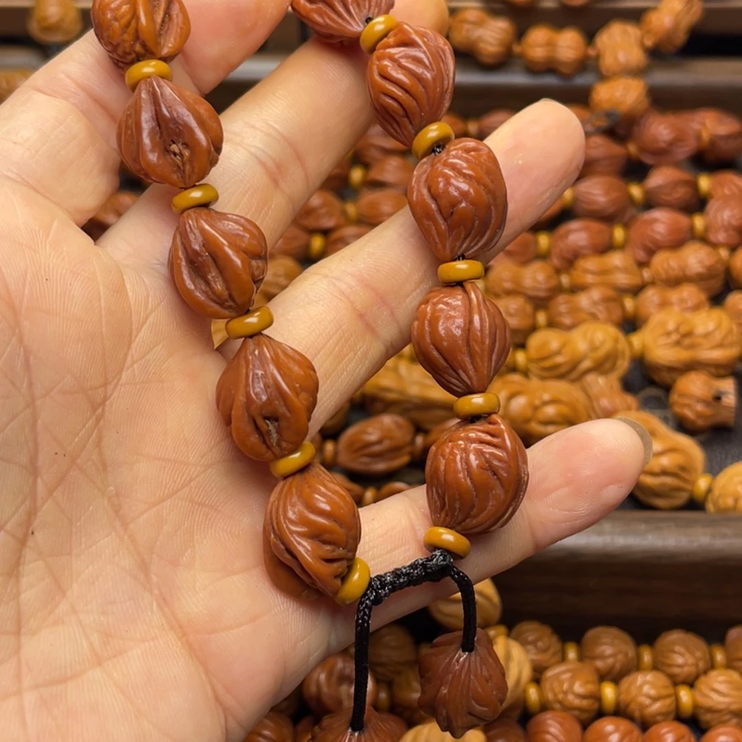 浮***遥桃核手串龙纹桃核35