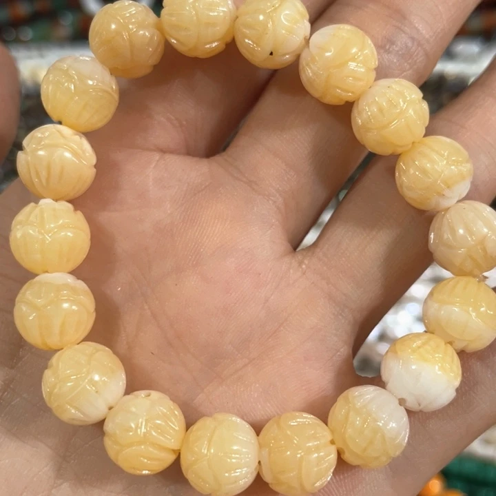 大理石磁石一条玉化高级贝壳莲花手串