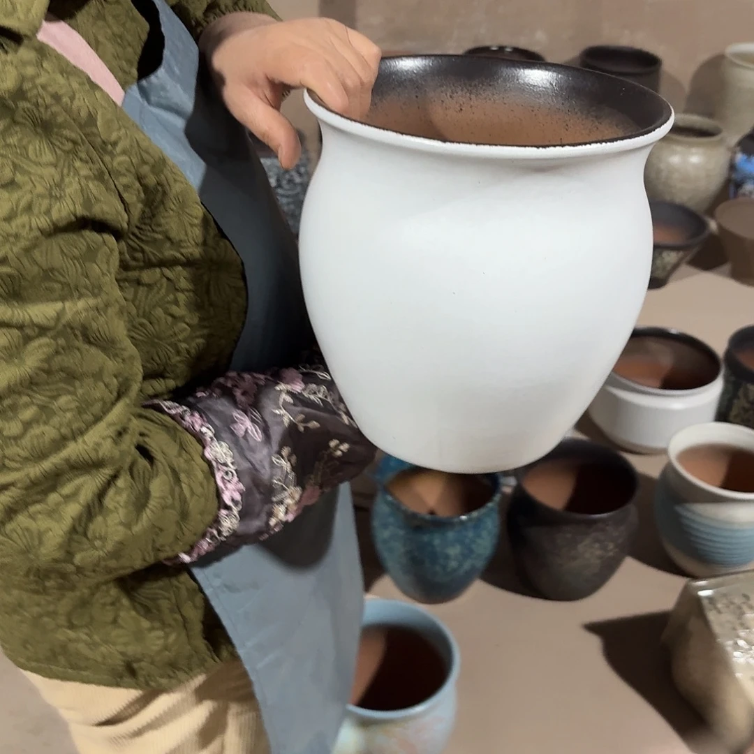 紫砂花盆口21高23