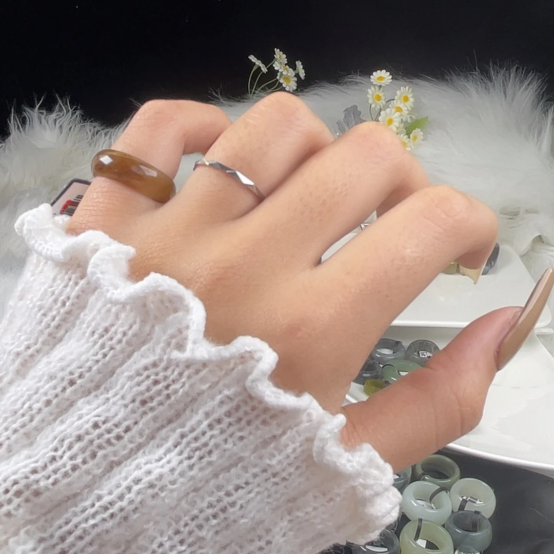 和田玉未镶嵌戒指U27黄口飘墨16.0mm