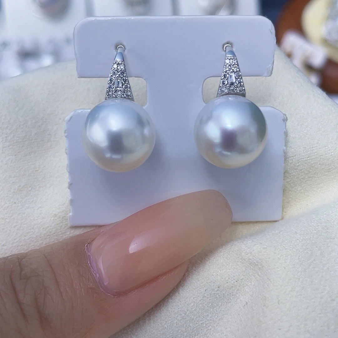 海水珍珠耳饰18K金镶嵌澳白