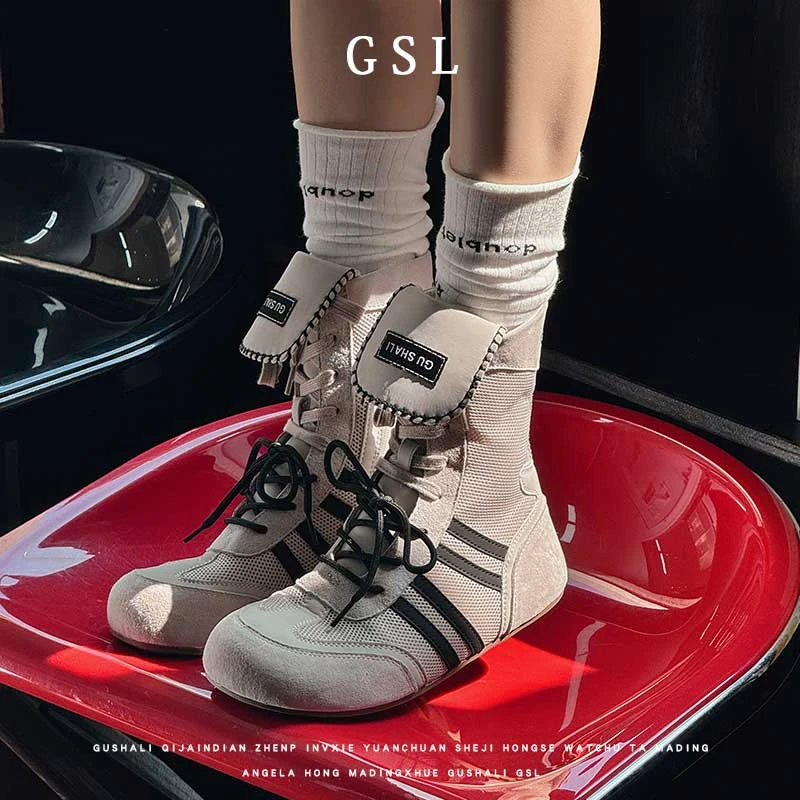 德训鞋女款秋季网红阿甘鞋复古美式休闲鞋内增高女鞋板鞋高帮鞋子