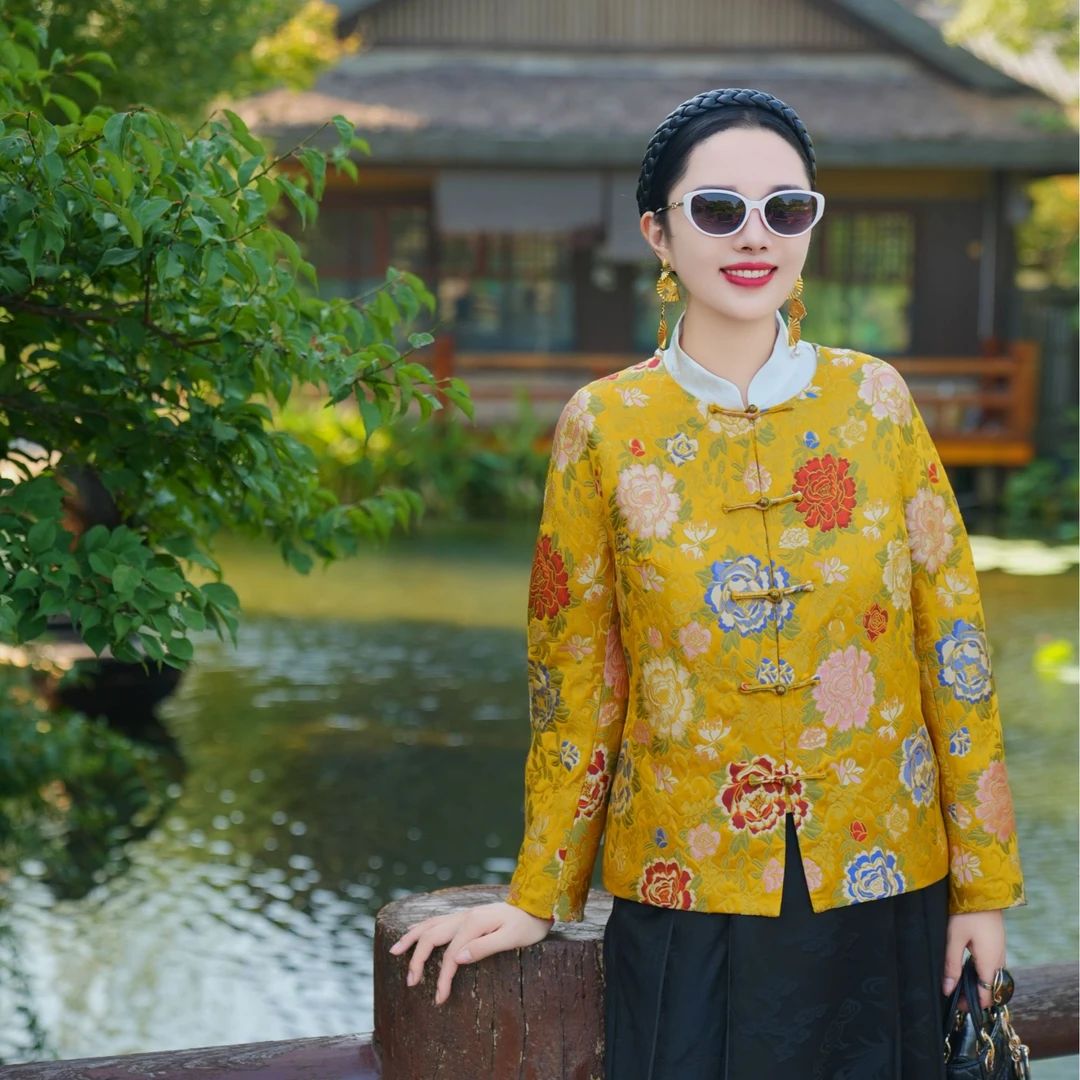 承国风【古法云锦】牡丹外套气质长袖百搭时尚AH32WT132