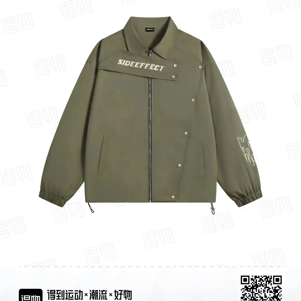 SID纯色Logo刺绣字母拼接解构多纽扣拉链休闲工装夹克-男女同款
