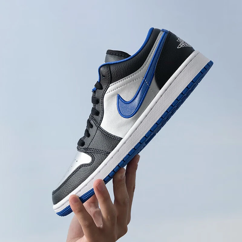 耐克（NIKE）男鞋AIR JORDAN 1复古篮球鞋低帮运动鞋黑蓝553558-007