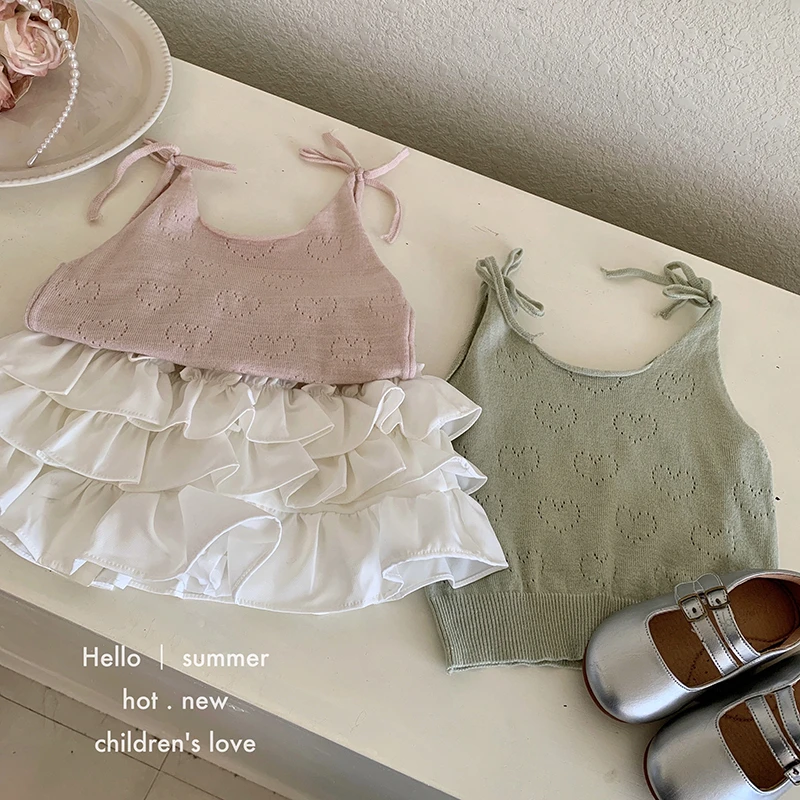 【本妈】夏“海岛来信”韩版女童吊带上衣+半身裙824034 29'9