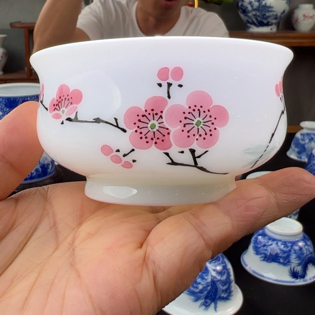 玉泥翠竹红梅炉式杯