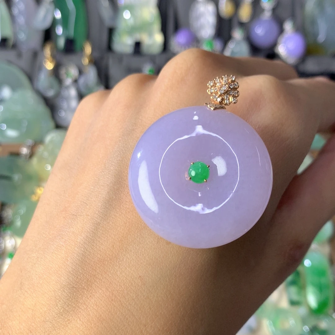 翡翠18K金镶嵌吊坠(不含链)