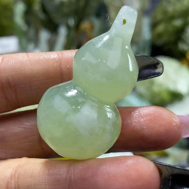 岫玉岫玉吊坠足铂镶嵌