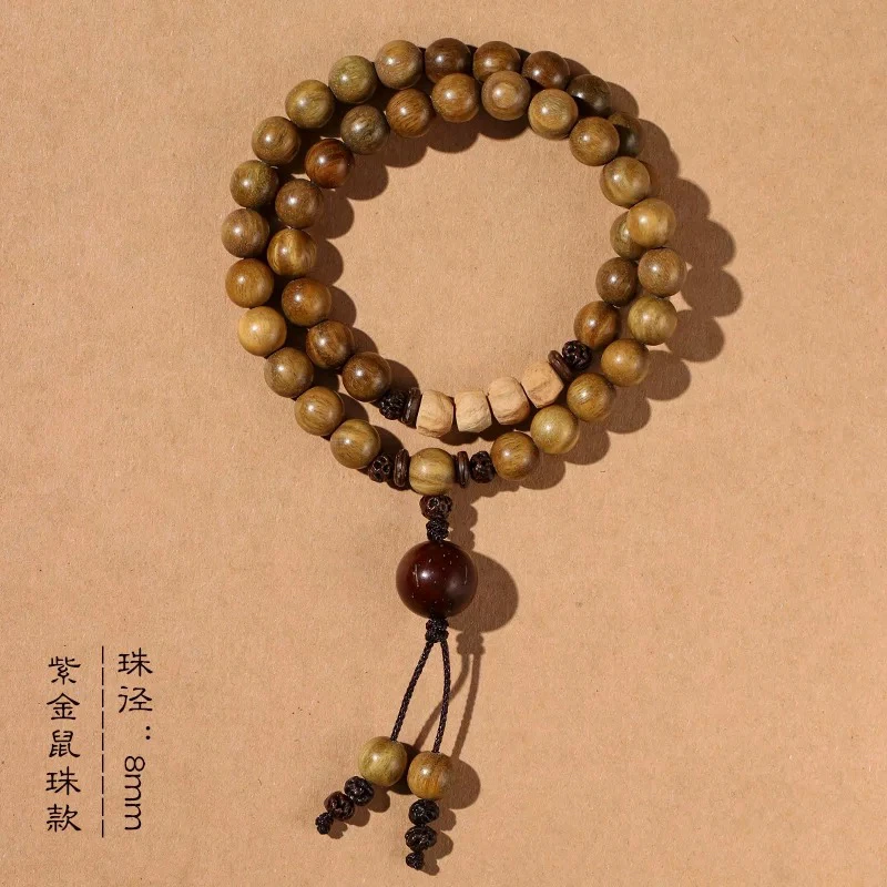 【木云】手工古风复古百香子搭配绿檀双圈手串