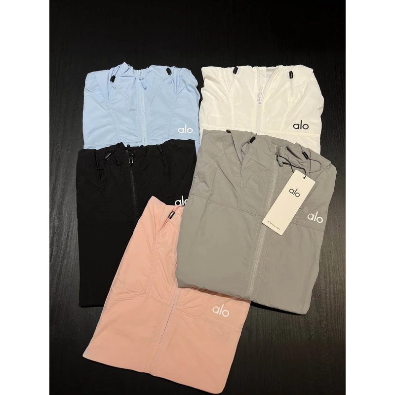 alo连帽拉链男女同款吸湿排汗透气运动女装女士防紫外线夏季UPF50