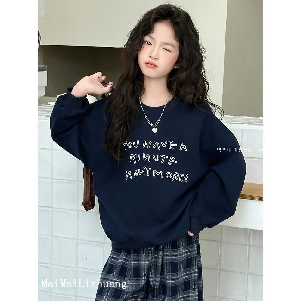 女童卫衣2025秋装新款儿童字母套头上衣网红洋气小女孩打底衫潮