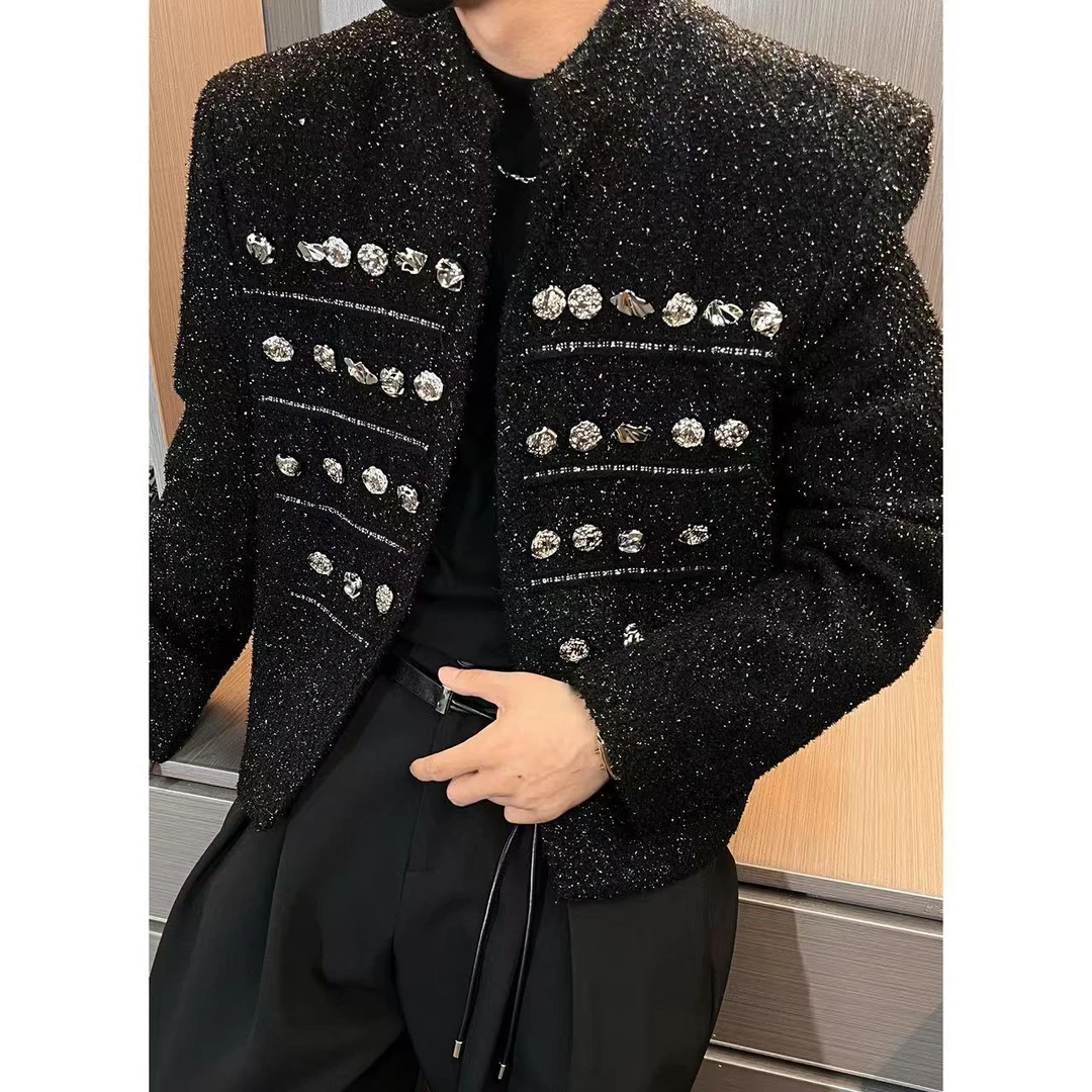 外套6575男士高品质星空纽扣编织小香风外套