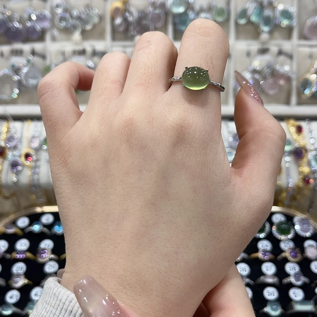 蛇纹石玉银S925镶嵌戒指