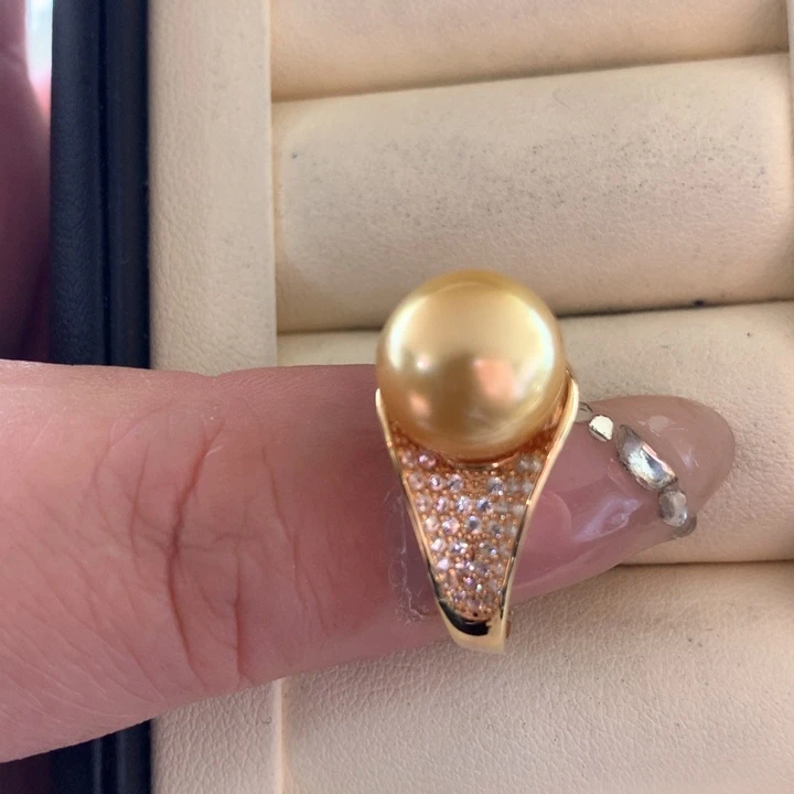 银S925镶嵌戒指海水珍珠