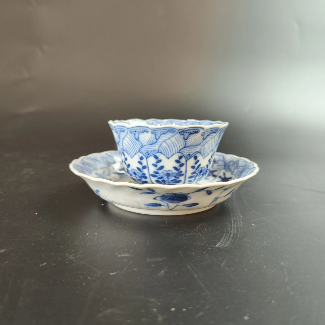 25082020清康熙青花花卉纹杯碟 高5.5cm