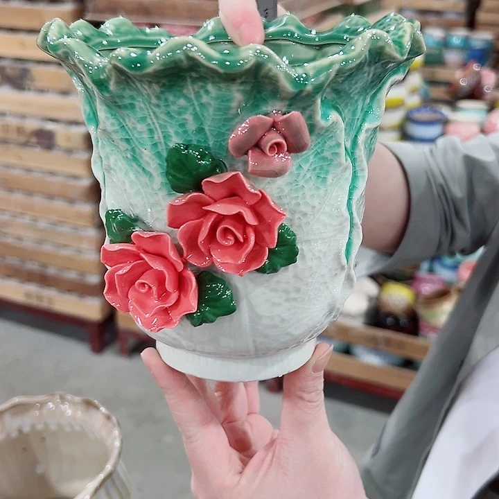 有孔.凑满10元发货多肉陶瓷花盆！