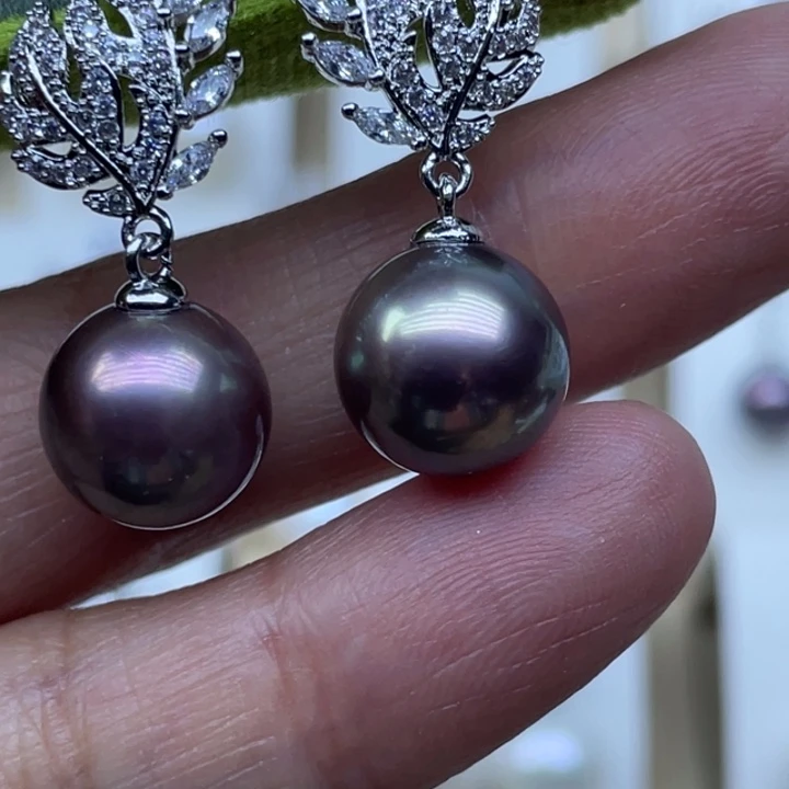 安***然银S925镶嵌耳饰淡水珍珠