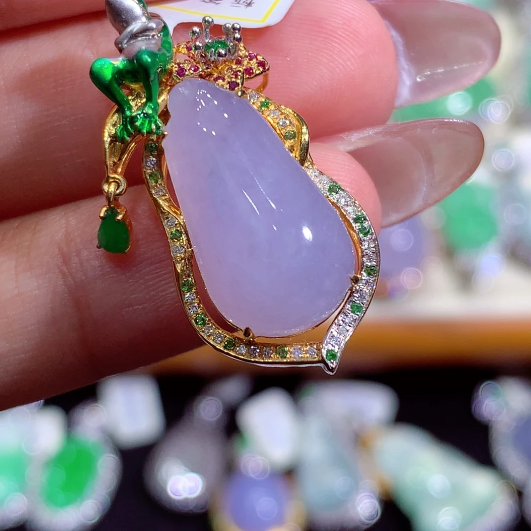 翡翠18K金镶嵌吊坠(不含链)