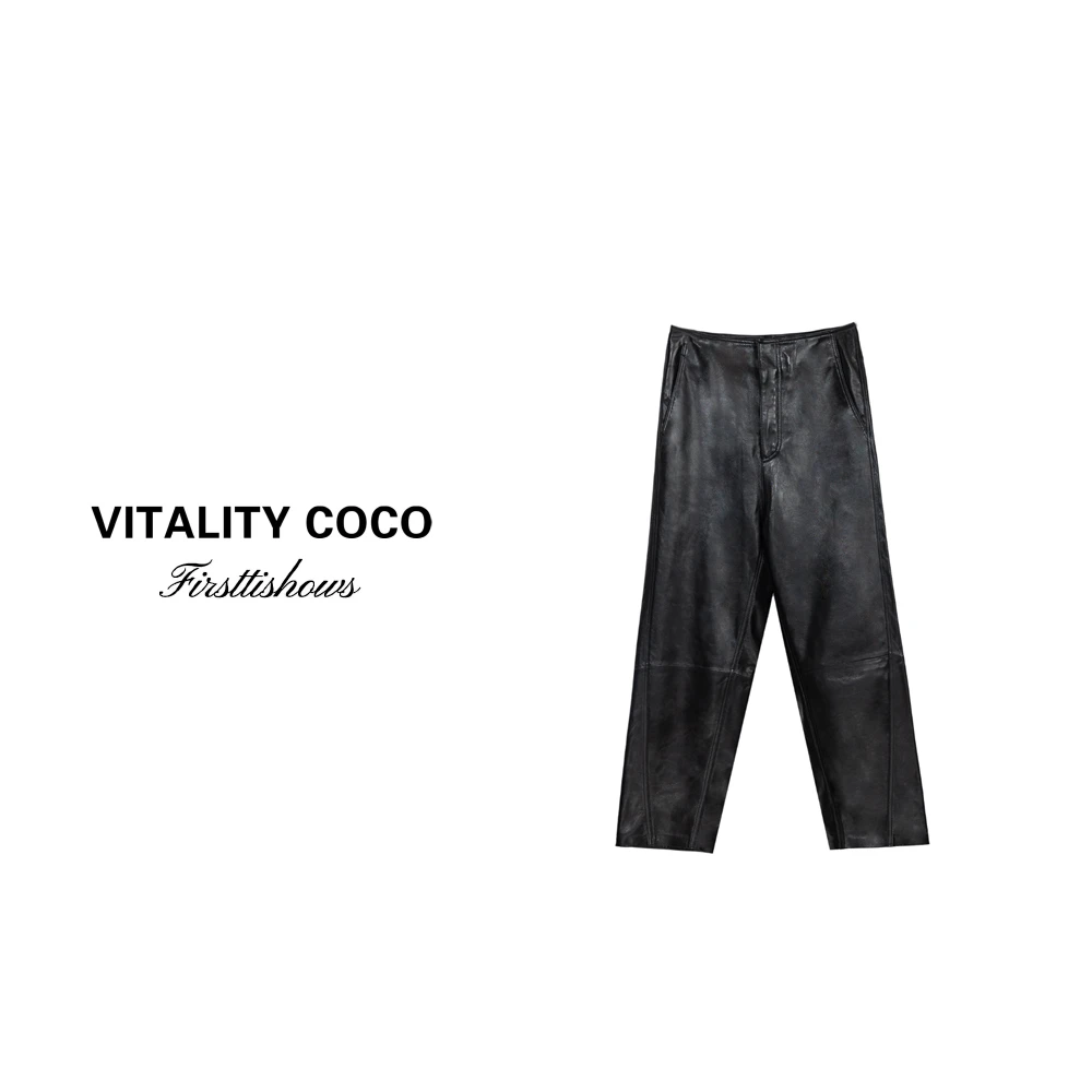 「VITALITY COCO」"威尼斯恋人" 暗扣百搭显瘦镰刀九分皮裤215