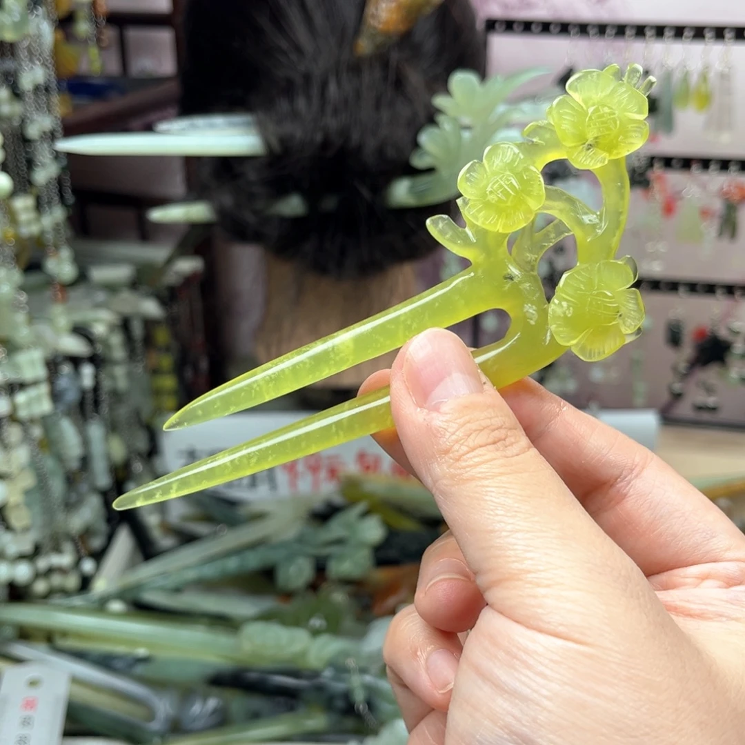未镶嵌岫玉发饰长13厘米左右