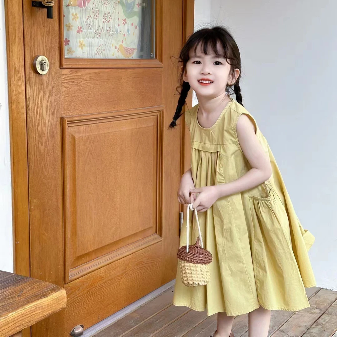 巴拉童年夏季棉女童韩版洋气连衣裙儿童无袖宝宝夏装背心裙子薄