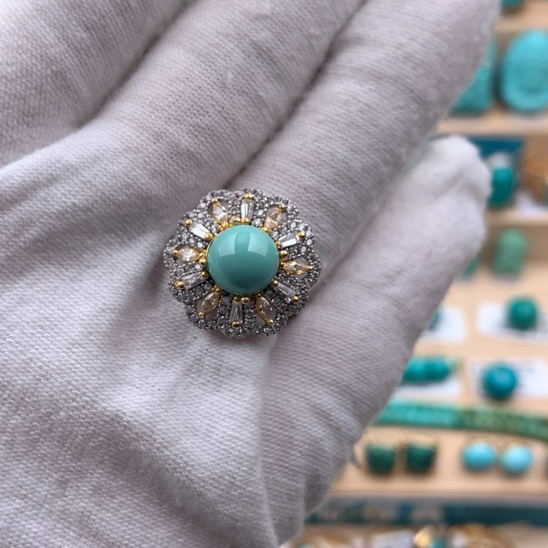 绿松石珠宝奇石银S925镶嵌