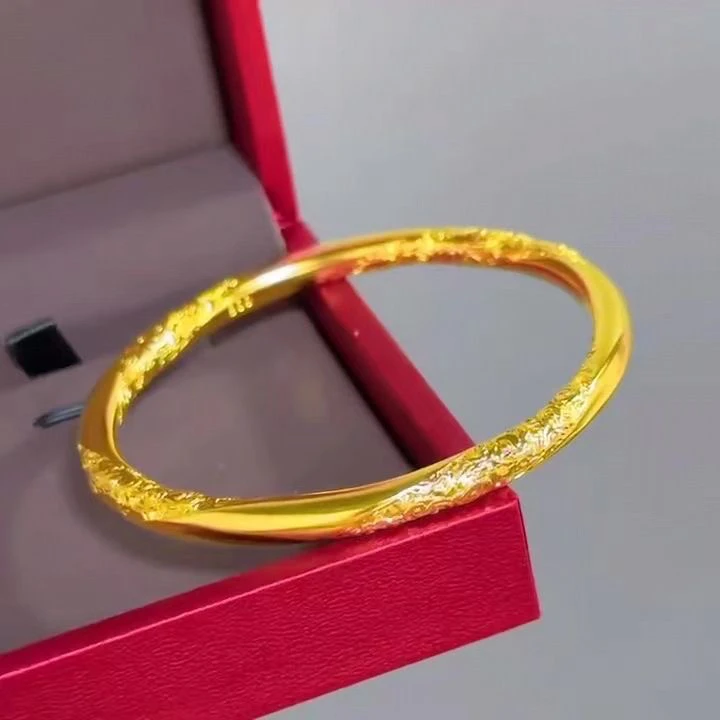 铜合金手镯 祥云卷草纹手镯镀金色中式古法传承高级感女款女款